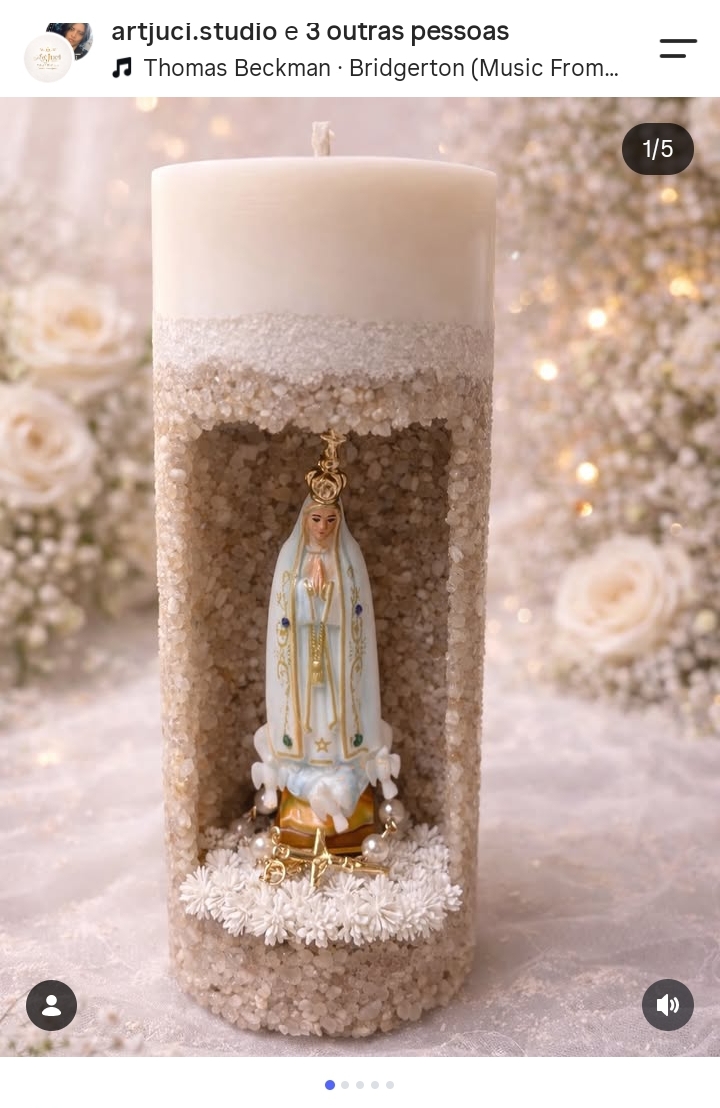 Vela devocional decorada por Aluna do Kit