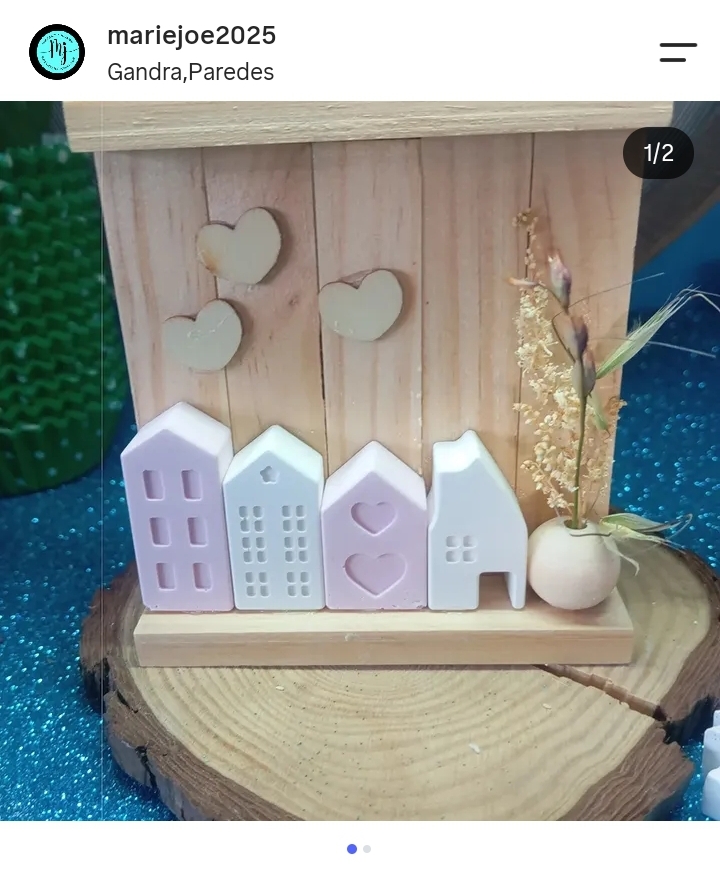 Casinhas decorativas em gesso por Aluna do Kit