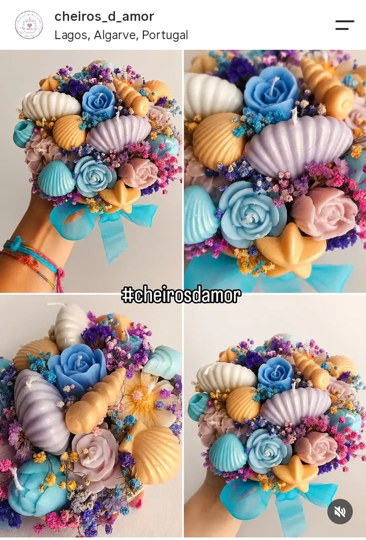 Buquê de velas com conchas por Aluna do Kit